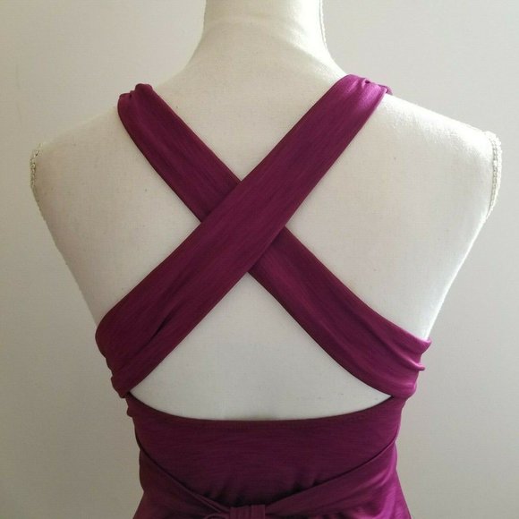 Athena Swim Tankini Womens 32 B/C Purple Criss Cross Wrap Straps Plunge Neckline - Picture 9 of 9